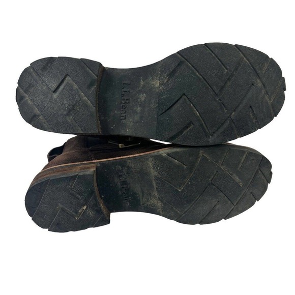 LL Bean Brown Suede Old Port Buckle Chelsea Boots Size 8 Pull On - Picture 10 of 10